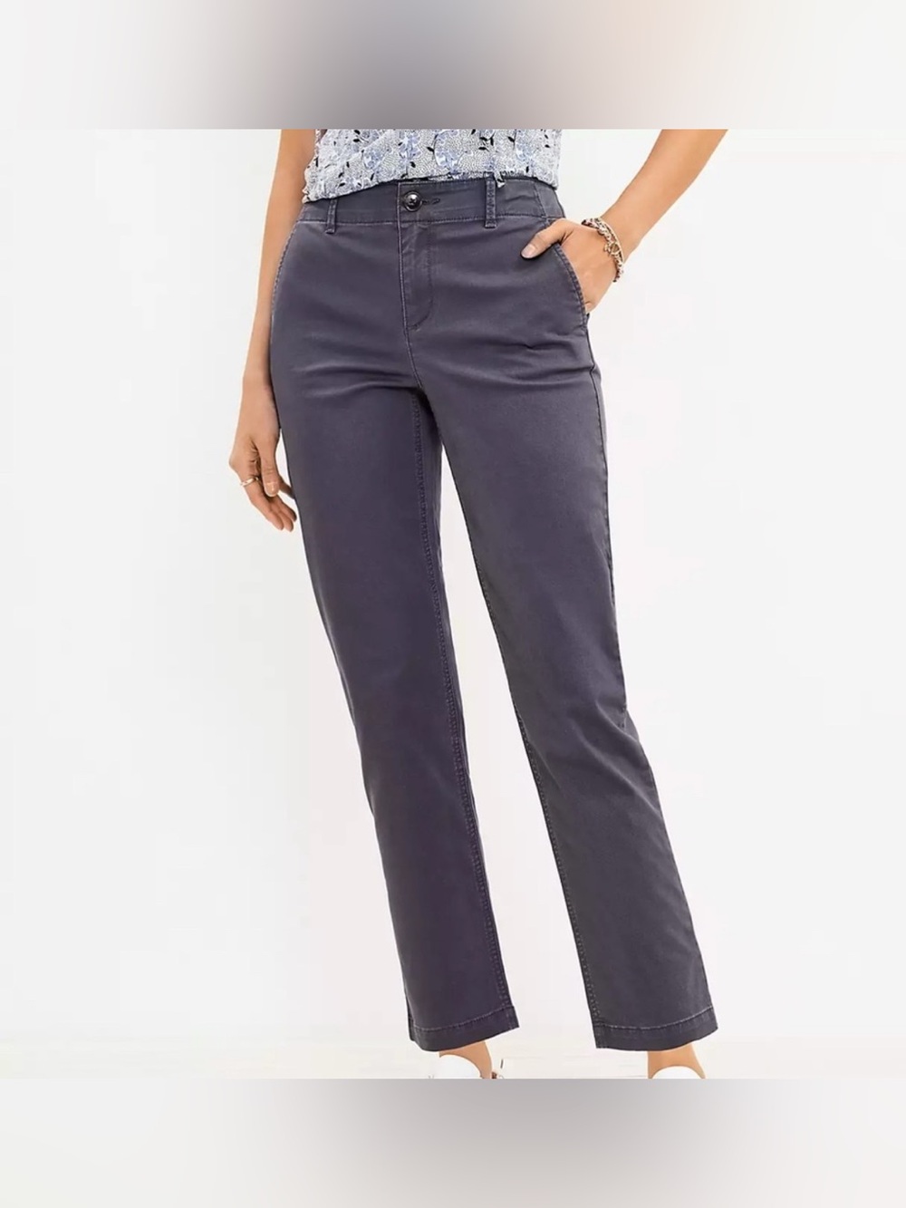 NWT Loft Grey Monroe Slim Chino Pants Size 14